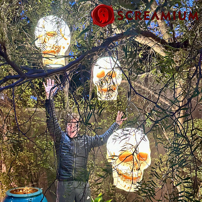 Linterna colgante gigante con calavera, utilería de 20 pulgadas de alto, impermeable, decoración de Halloween para exteriores