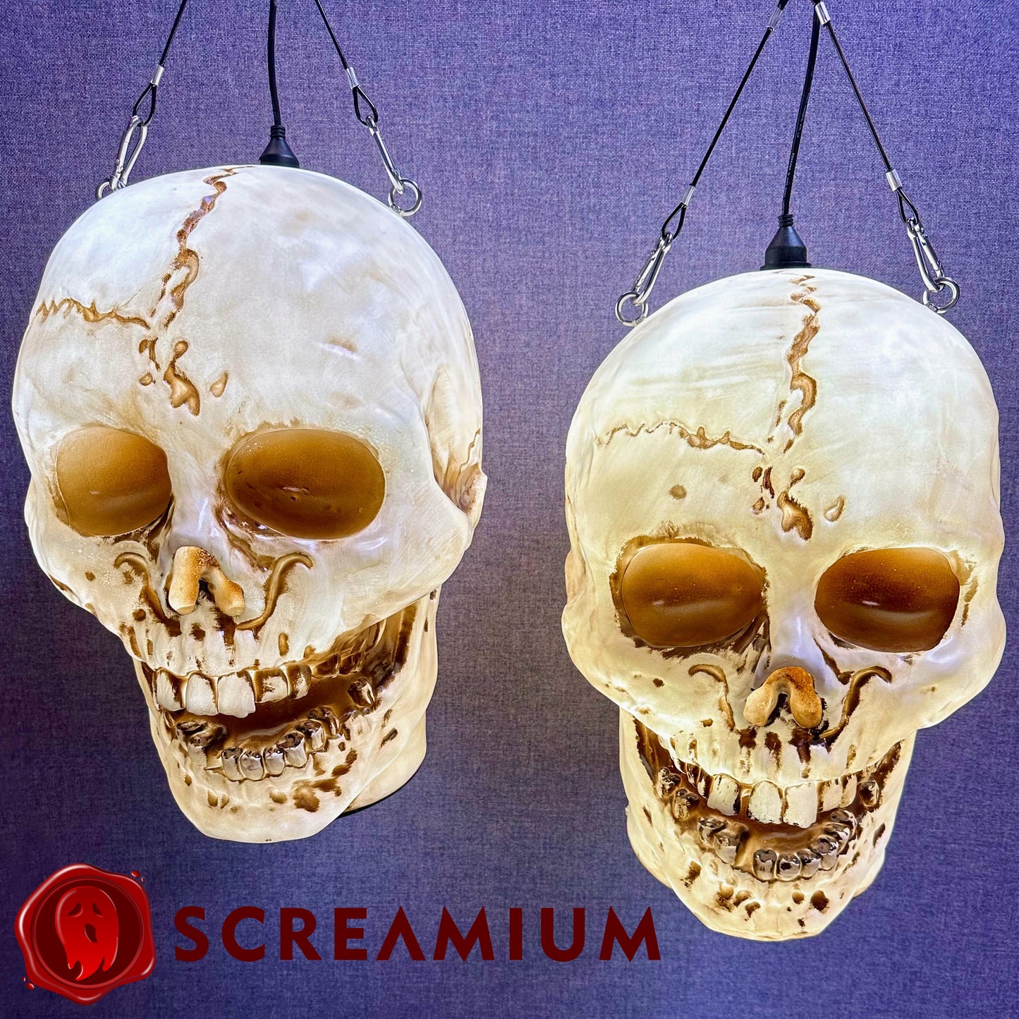 Linterna colgante gigante con calavera, utilería de 20 pulgadas de alto, impermeable, decoración de Halloween para exteriores