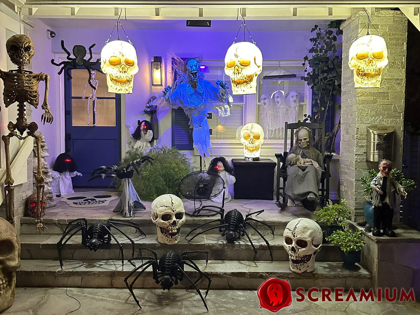 Linterna colgante gigante con calavera, utilería de 20 pulgadas de alto, impermeable, decoración de Halloween para exteriores