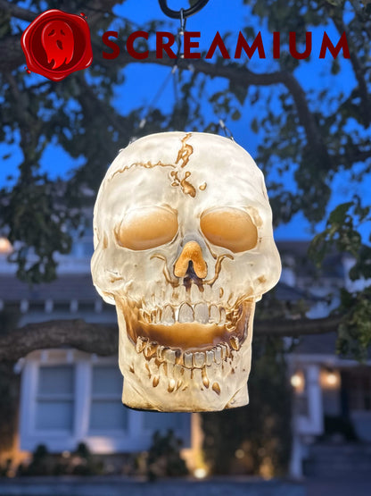 Linterna colgante gigante con calavera, utilería de 20 pulgadas de alto, impermeable, decoración de Halloween para exteriores