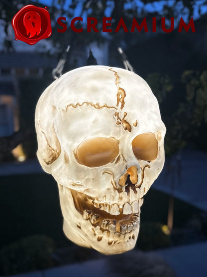 Linterna colgante gigante con calavera, utilería de 20 pulgadas de alto, impermeable, decoración de Halloween para exteriores