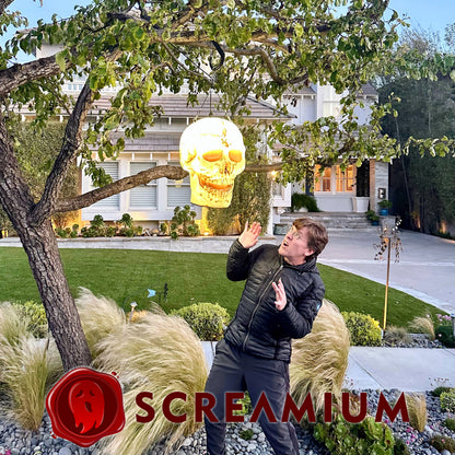 Linterna colgante gigante con calavera, utilería de 20 pulgadas de alto, impermeable, decoración de Halloween para exteriores