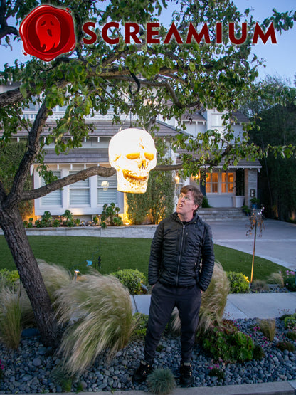 Linterna colgante gigante con calavera, utilería de 20 pulgadas de alto, impermeable, decoración de Halloween para exteriores