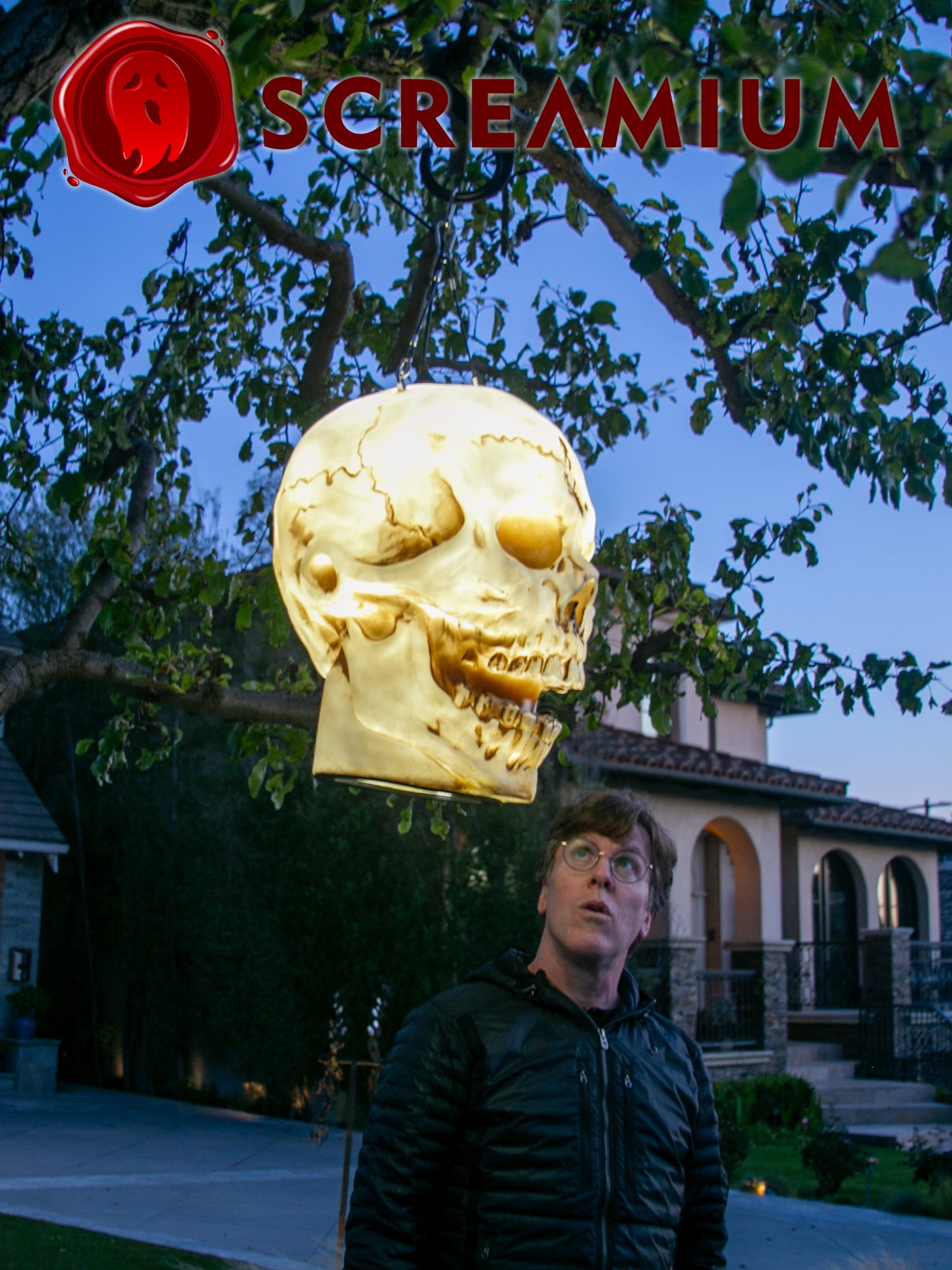 Linterna colgante gigante con calavera, utilería de 20 pulgadas de alto, impermeable, decoración de Halloween para exteriores