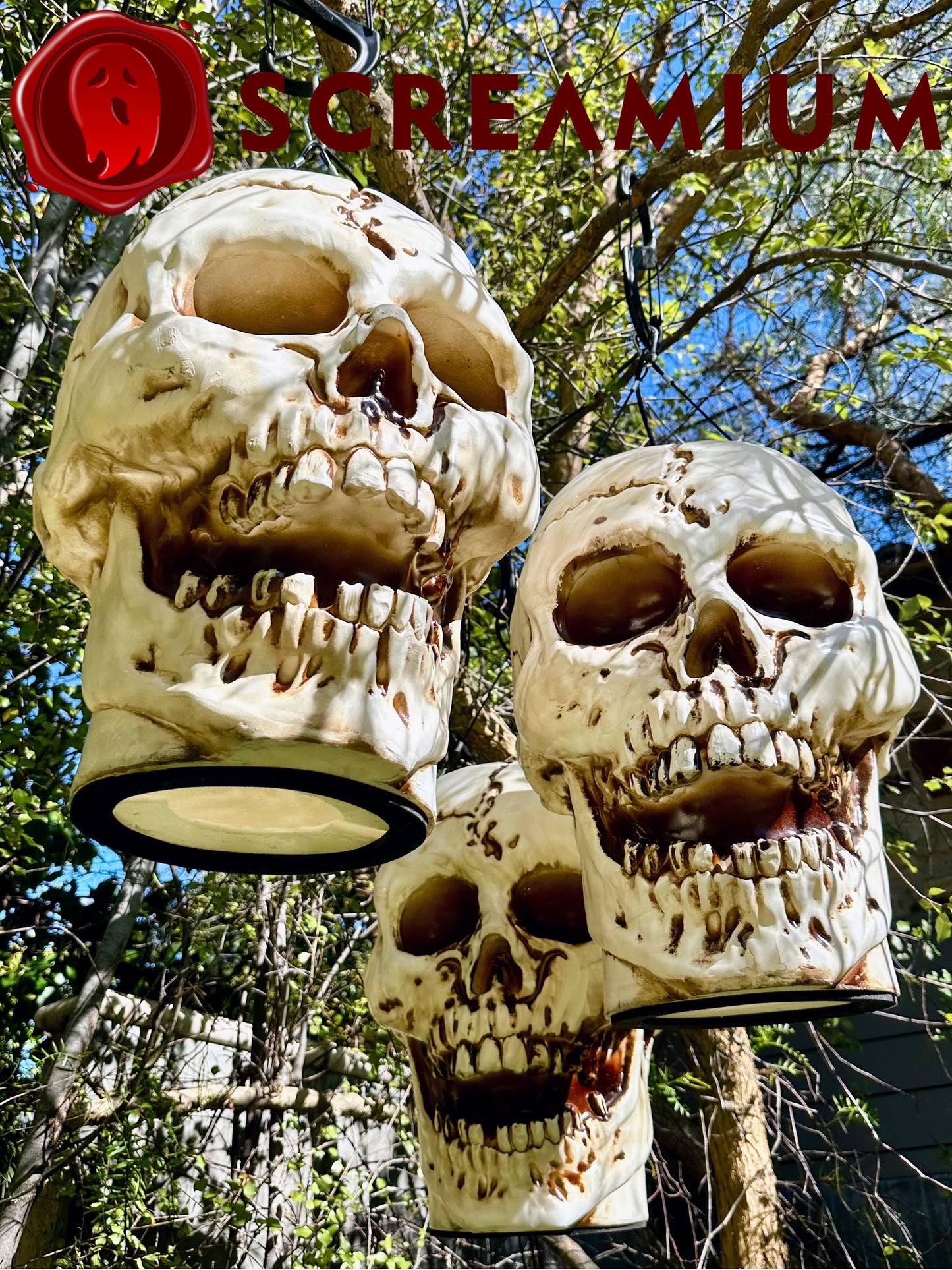 Linterna colgante gigante con calavera, utilería de 20 pulgadas de alto, impermeable, decoración de Halloween para exteriores