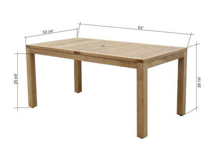 Rinjani rectangular outdoor dining table with natural wood slatted top and sturdy legs on Tampa Home & Garden Store