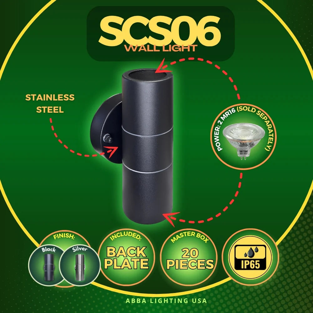 Aplique de luz LED de acero inoxidable SCS06 con forma de cilindro, de arriba a abajo, bidireccional
