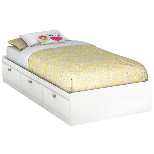 Twin size White Platform Bed for Kids Teens Adults with 3 Storage Drawers - Tampa Home & Garden Store