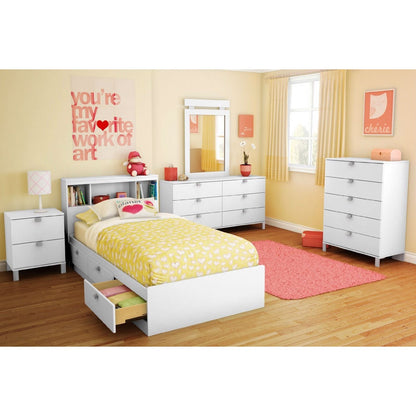 Cama de plataforma blanca tamaño individual para niños, adolescentes y adultos con 3 cajones de almacenamiento