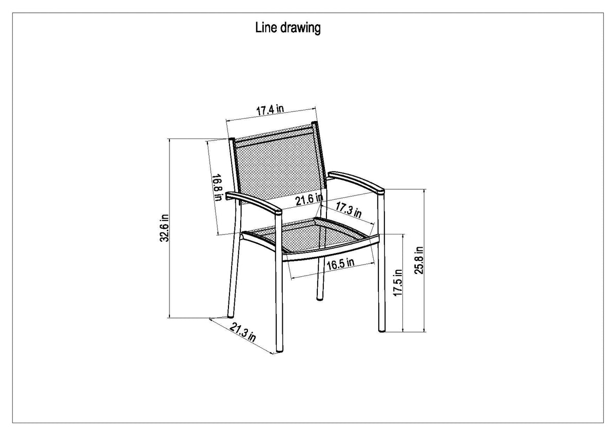 Orlando rectangular table and Vera armchair dining set with mesh back and seat on Tampa Home & Garden Store