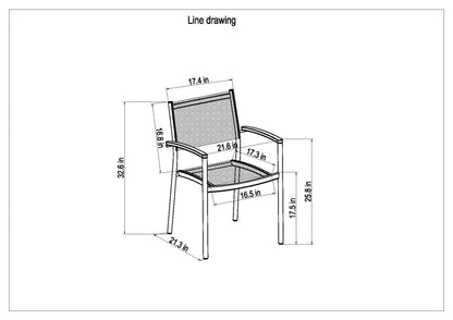 Orlando rectangular table and Vera armchair dining set with mesh back and seat on Tampa Home & Garden Store