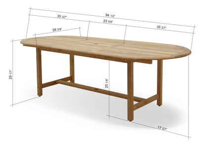 Julien FSC certified teak outdoor extendable dining table in natural finish on Tampa Home & Garden Store