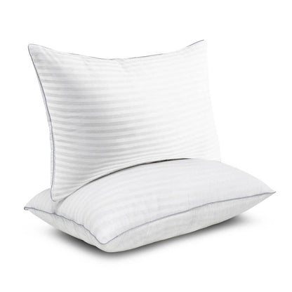 Juego de 2 almohadas de fibra alternativa lavables a máquina con funda de algodón - Queen