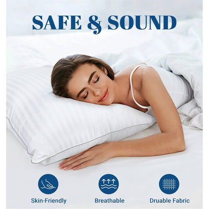 Juego de 2 almohadas de fibra alternativa lavables a máquina con funda de algodón - Queen