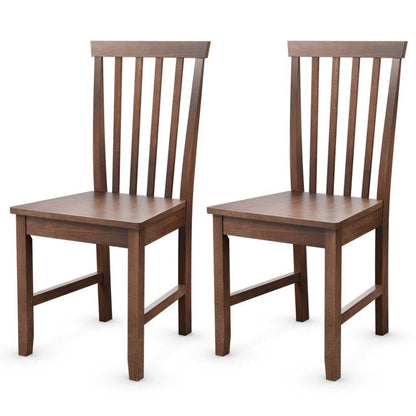 Juego de 2 sillas de comedor sin brazos estilo Mission de madera maciza con acabado en nogal marrón