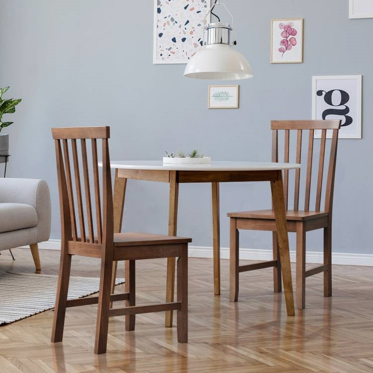 Juego de 2 sillas de comedor sin brazos estilo Mission de madera maciza con acabado en nogal marrón