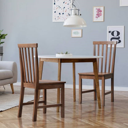 Juego de 2 sillas de comedor sin brazos estilo Mission de madera maciza con acabado en nogal marrón