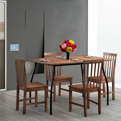 Juego de 2 sillas de comedor sin brazos estilo Mission de madera maciza con acabado en nogal marrón