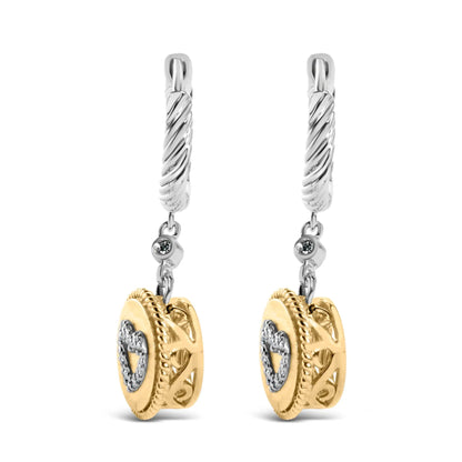 Bids.com 18K gold plated silver twisted rope drop earrings with diamond heart medallion pair on Tampa Home & Garden Store