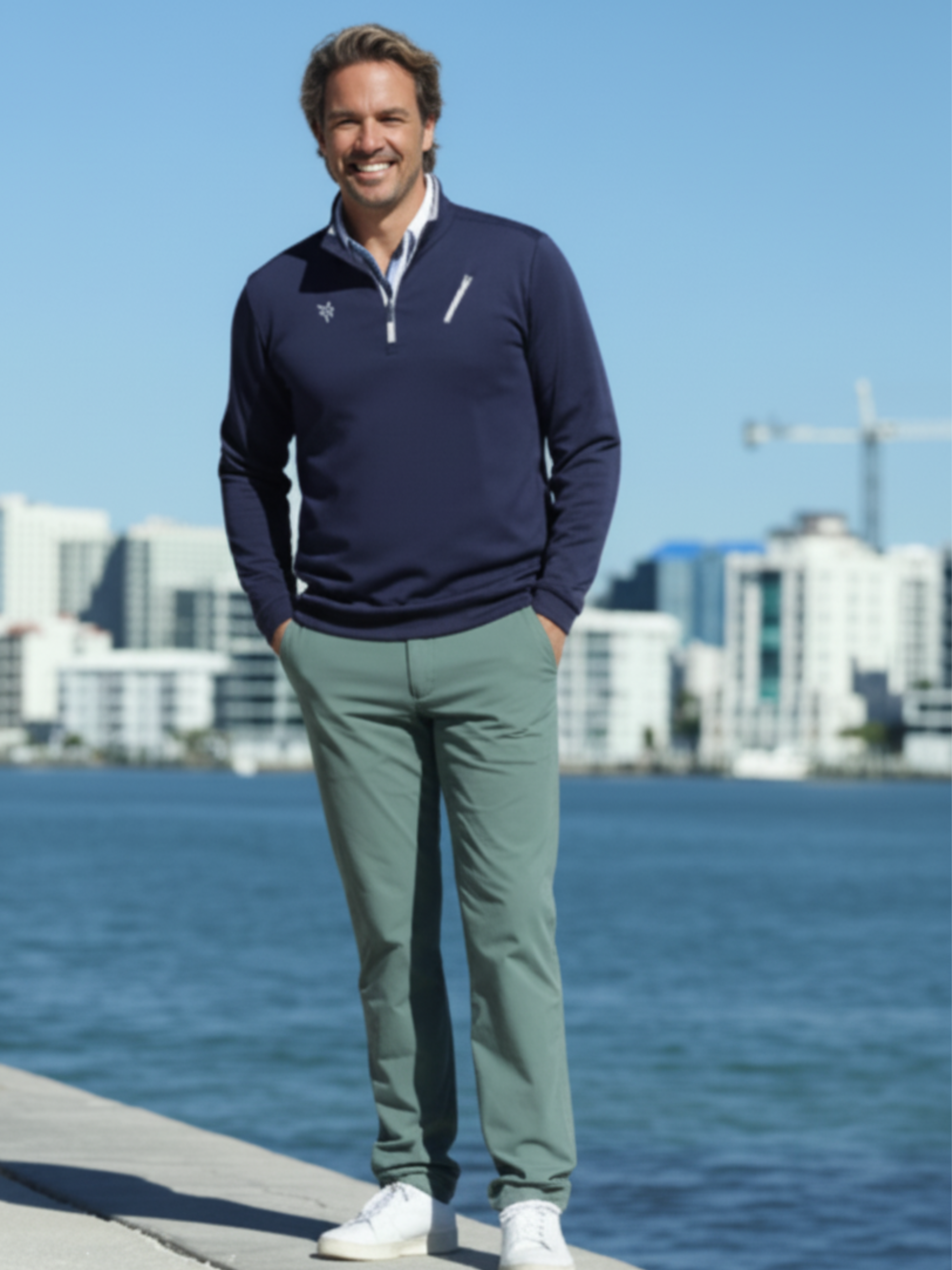 Seaport Pants by White Water Life in sage green, men's outdoor pants on Tampa Home & Garden Store