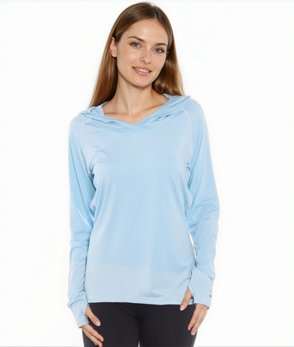Seaside Performance Hoodie light blue from White Water Life, long-sleeve with hood on Tampa Home & Garden Store