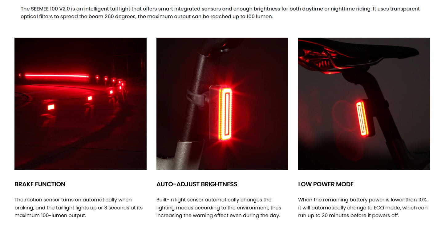 SEEMEE 100 V2.0 Smart Bike Tail Light - Tampa Home & Garden Store