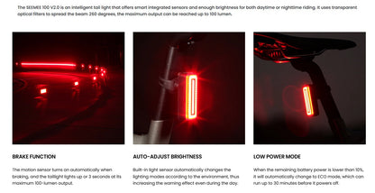 SEEMEE 100 V2.0 Smart Bike Tail Light - Tampa Home & Garden Store
