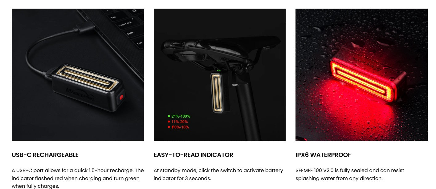 SEEMEE 100 V2.0 Smart Bike Tail Light - Tampa Home & Garden Store