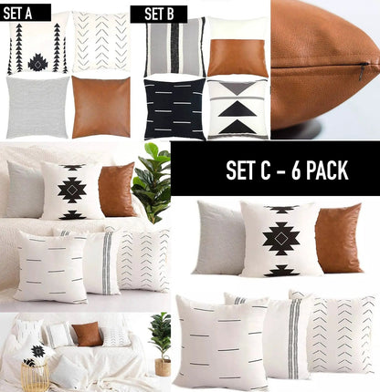 Amber and Farmhouse Pillow Set 18x18 Inches