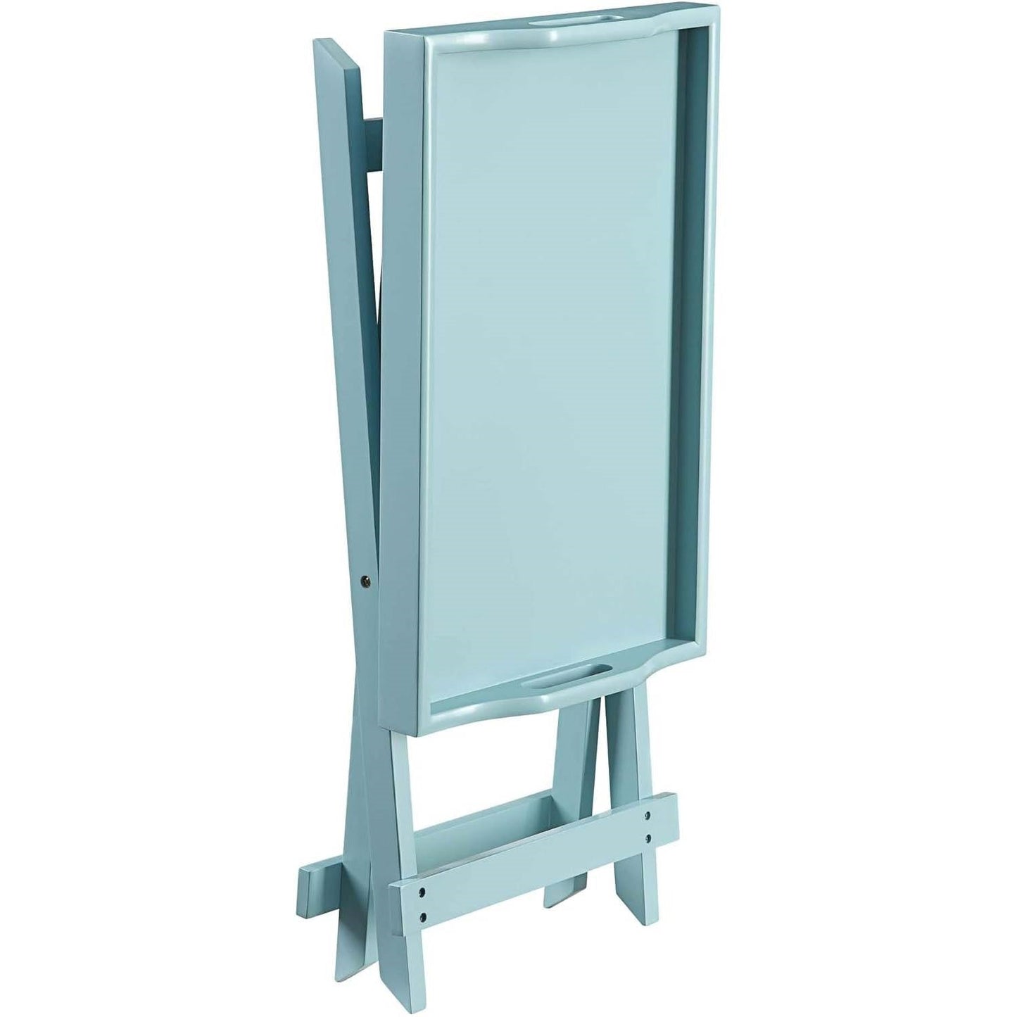 Mesa auxiliar plegable para cama de TV en acabado de madera azul verdoso, turquesa, espuma de mar