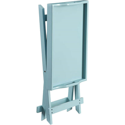 Mesa auxiliar plegable para cama de TV en acabado de madera azul verdoso, turquesa, espuma de mar