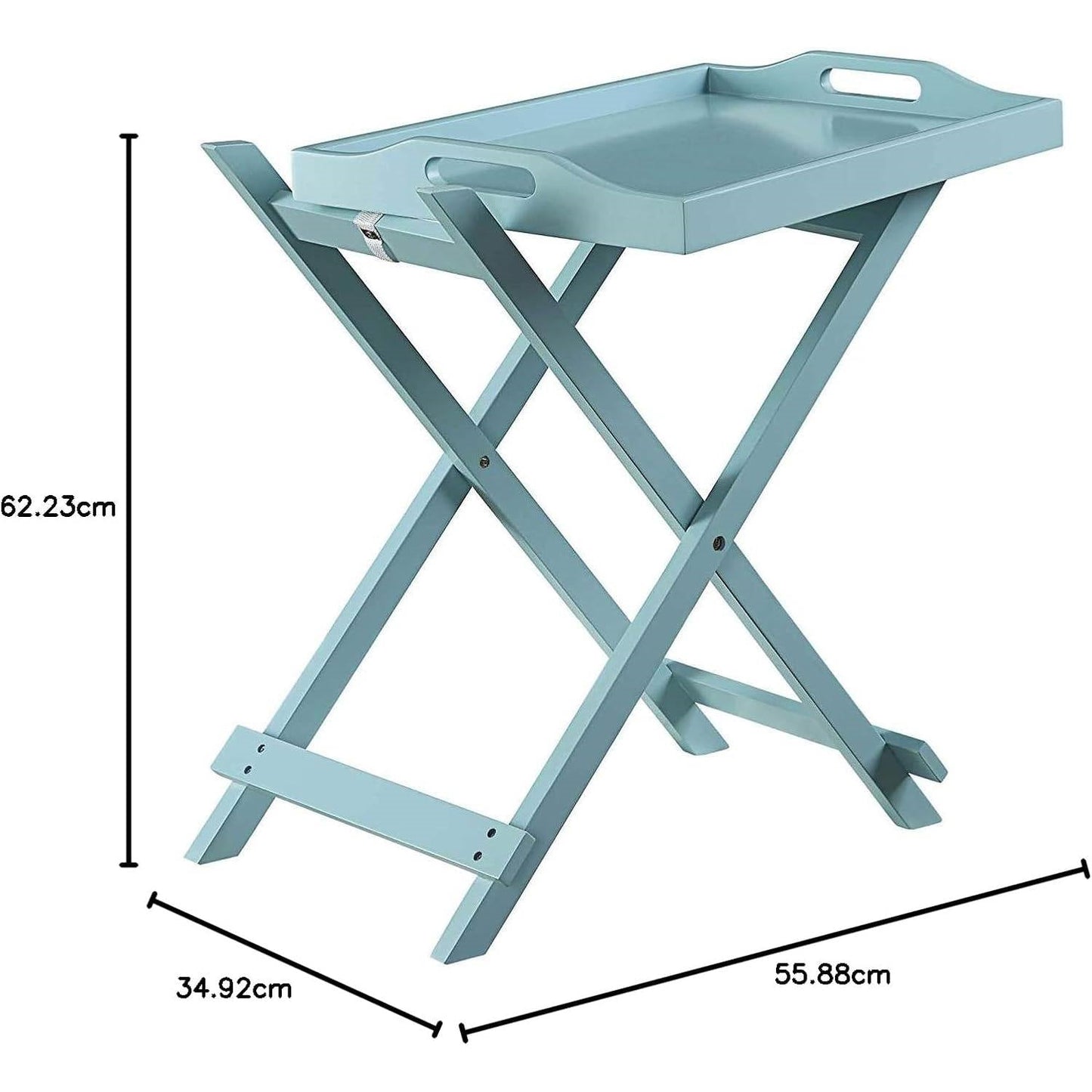 Mesa auxiliar plegable para cama de TV en acabado de madera azul verdoso, turquesa, espuma de mar
