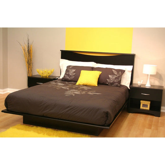 Full size Contemporary Platform Bed in Black Finish - Tampa Home & Garden Store