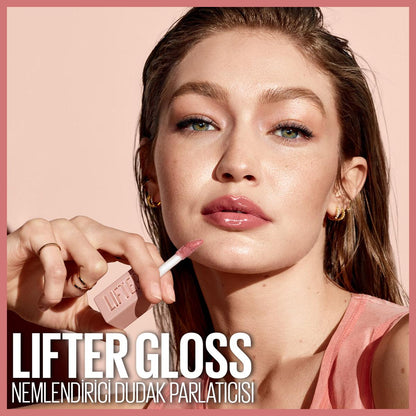 Maybelline New York Lifter Gloss lip gloss with hyaluronic acid, pink shade, applicator wand on Tampa Home & Garden Store