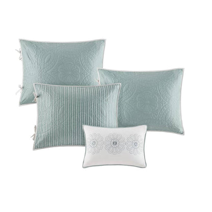 Juego de colcha reversible de 6 piezas para sofá cama, estilo rústico, color azul verdoso y verde espuma de mar