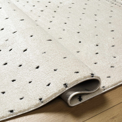 Julie Area Rug by Boutique Rugs, ivory high-pile rug with tiny black dot accents on Tampa Home & Garden Store