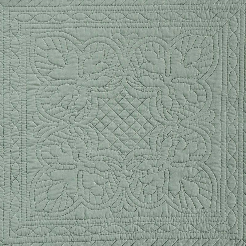 Juego de colcha reversible de microfibra de 3 piezas con bordes festoneados, tamaño matrimonial/queen, en color verde espuma de mar