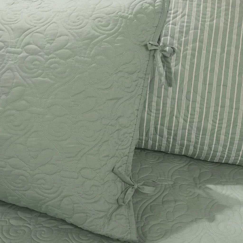 Juego de colcha reversible de 6 piezas para sofá cama, verde espuma de mar, diseño rústico