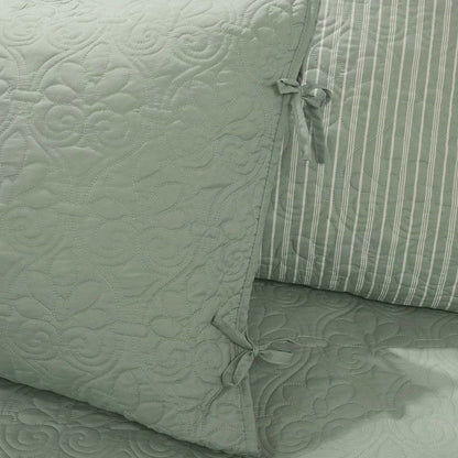 Juego de colcha reversible de 6 piezas para sofá cama, verde espuma de mar, diseño rústico
