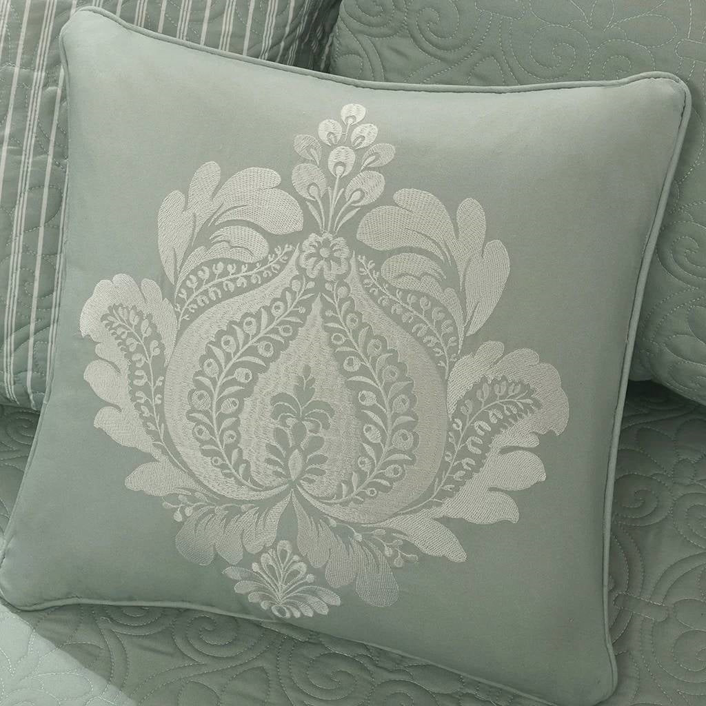 Juego de colcha reversible de 6 piezas para sofá cama, verde espuma de mar, diseño rústico