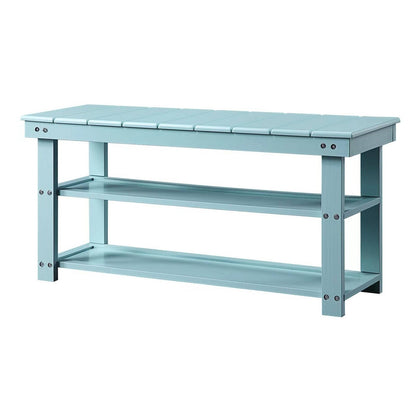 Banco de almacenamiento de 2 estantes de madera color azul aguamarina Sea Foam para zapatos, para entrada o armario