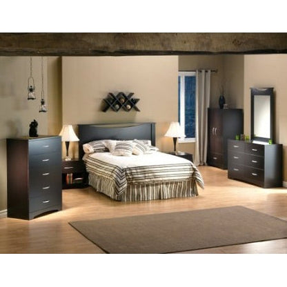Cómoda moderna de 5 cajones para dormitorio con acabado en chocolate