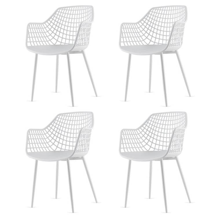 Juego de 4 sillas de comedor modernas de mediados de siglo de malla blanca con respaldo ergonómico