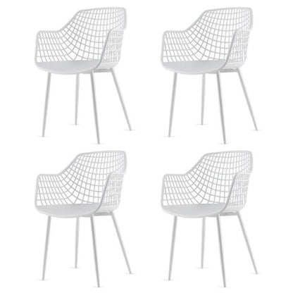 Juego de 4 sillas de comedor modernas de mediados de siglo de malla blanca con respaldo ergonómico