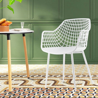 Juego de 4 sillas de comedor modernas de mediados de siglo de malla blanca con respaldo ergonómico