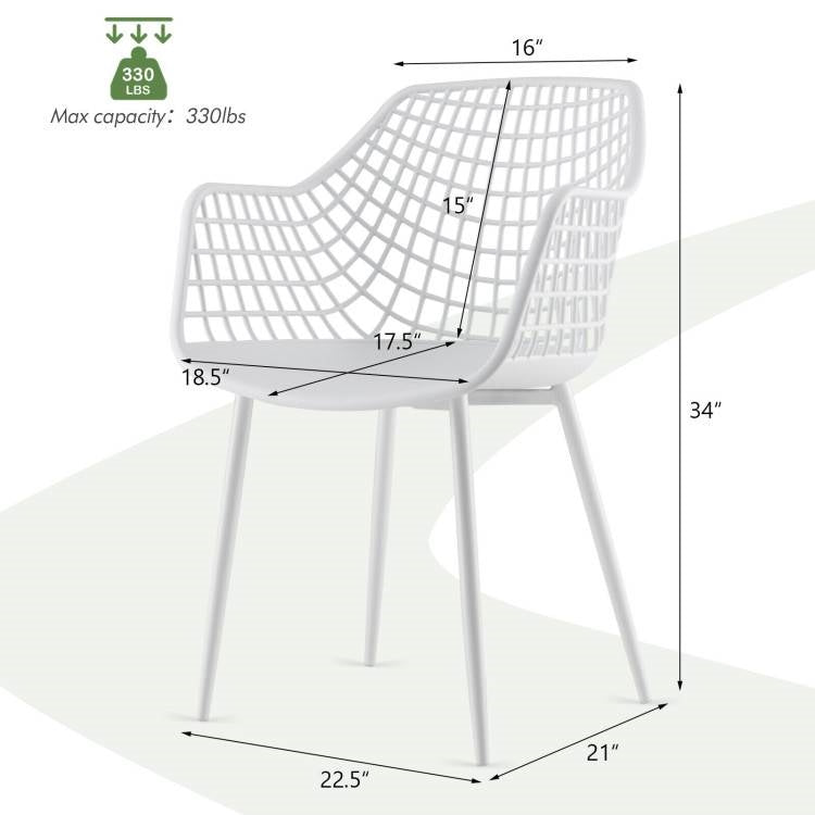 Juego de 4 sillas de comedor modernas de mediados de siglo de malla blanca con respaldo ergonómico