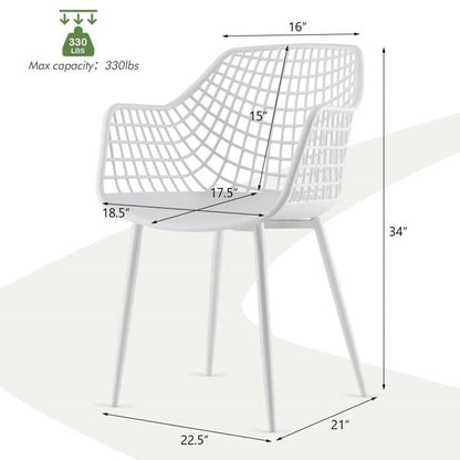 Juego de 4 sillas de comedor modernas de mediados de siglo de malla blanca con respaldo ergonómico
