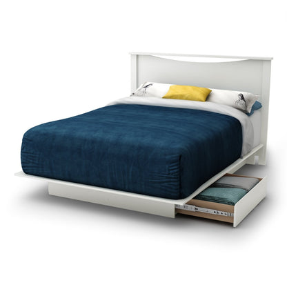Base de cama de plataforma blanca moderna de tamaño completo con 2 cajones de almacenamiento