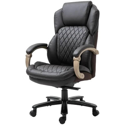Silla de oficina ejecutiva de altura ajustable con costuras de diamante grandes y altas en color marrón