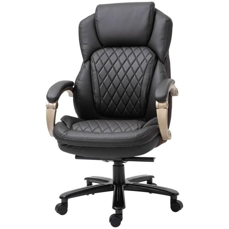 Silla de oficina ejecutiva de altura ajustable con costuras de diamante grandes y altas en color marrón